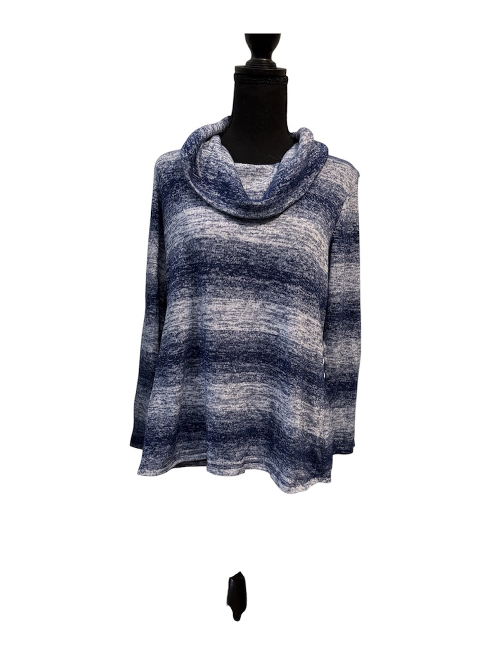 Talbots Navy and White Striped Cowl Neck Sweater